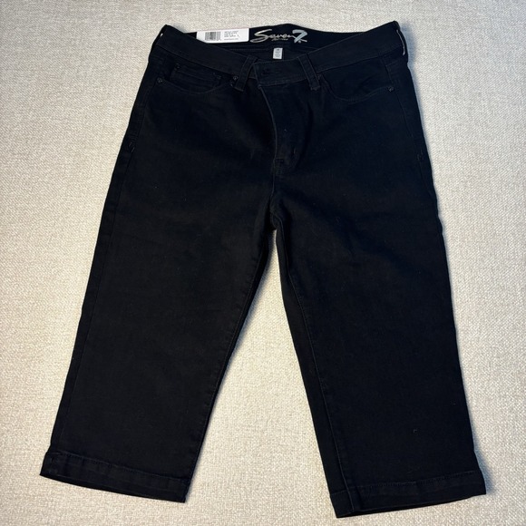 Seven7 Denim - Seven7 Audrey Skimmer Women's 14 New Black Capri Denim Cropped Super Stretch